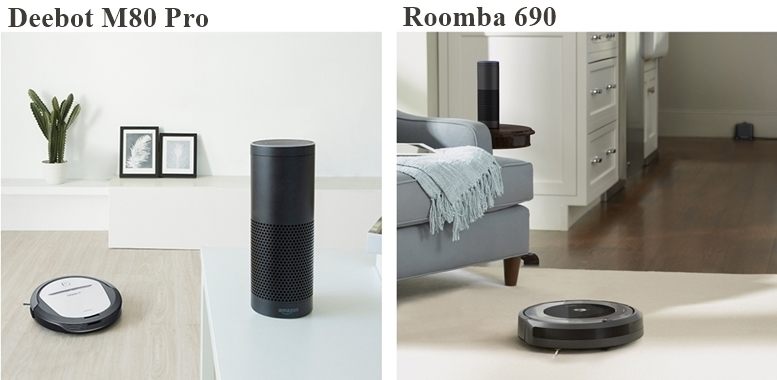 Both Roomba 690 and Deebot M80 Pro along with the respective Amazon Alexa devices.
