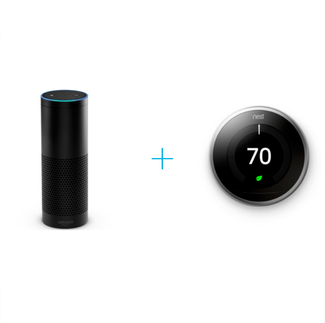 Amazon Alexa with Nest thermostat.