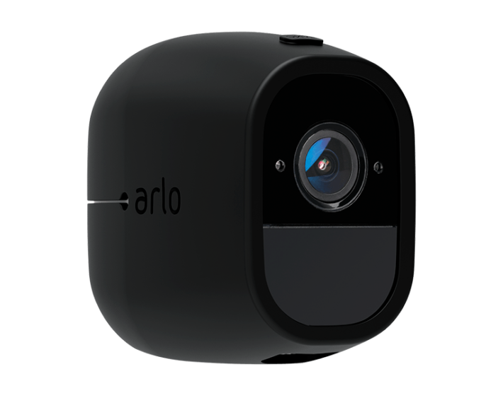 A black Arlo Pro camera. 