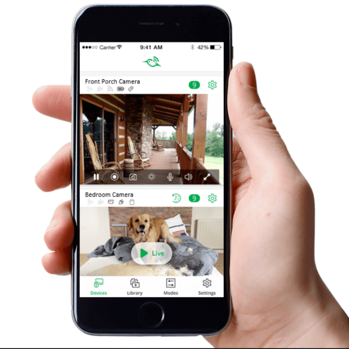 A smartphone showing Arlo Pro's mobile app on screen.
