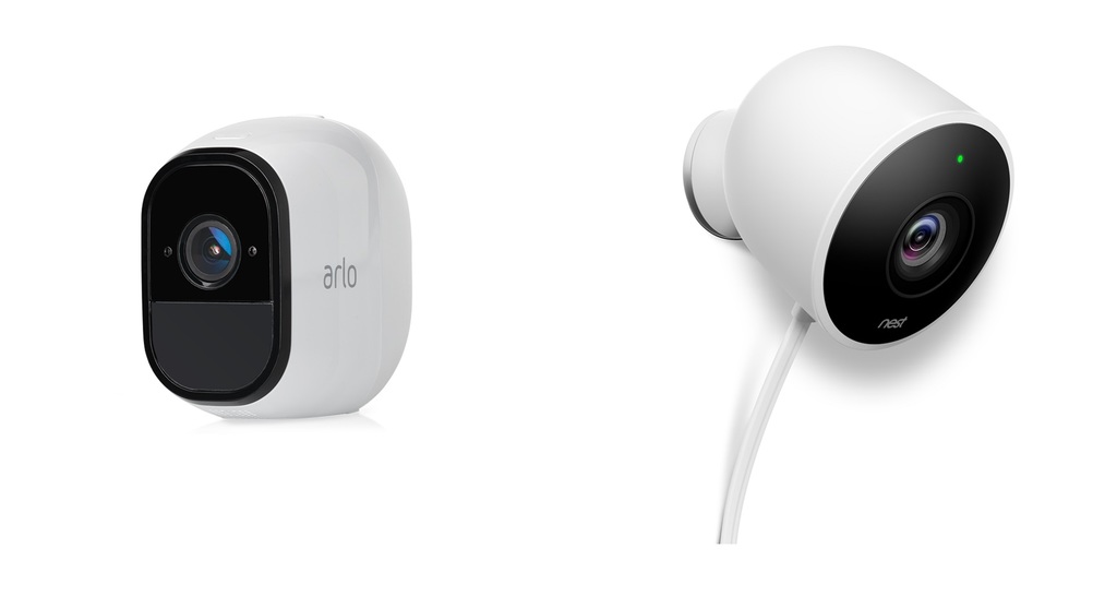 A side-by-side comparison of Arlo Pro and Nest Cam Outdoor.