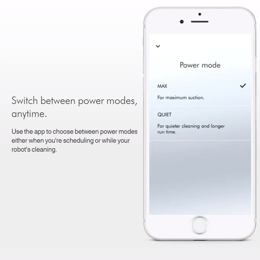An infographic illustration of Dyson 360's quiet mode controls on the mobile app.