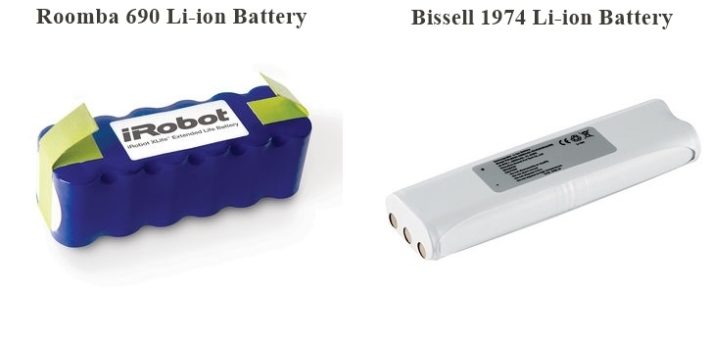 A side-by-side comparison of Roomba and Bissell's Li-ion batteries.