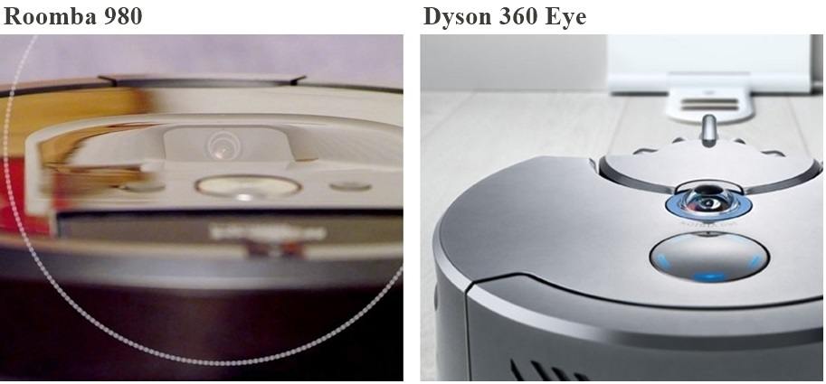 A peek of both Roomba 980 and Dyson 360 Eye's cameras.