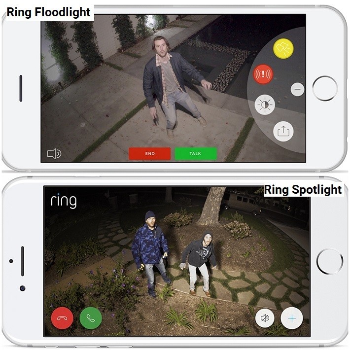 A comparison of the recording quality of the Ring Floodlight vs Spotlight.