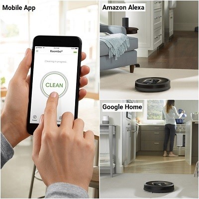 This Roomba can be used with Amazon's Echo devices and Google Home