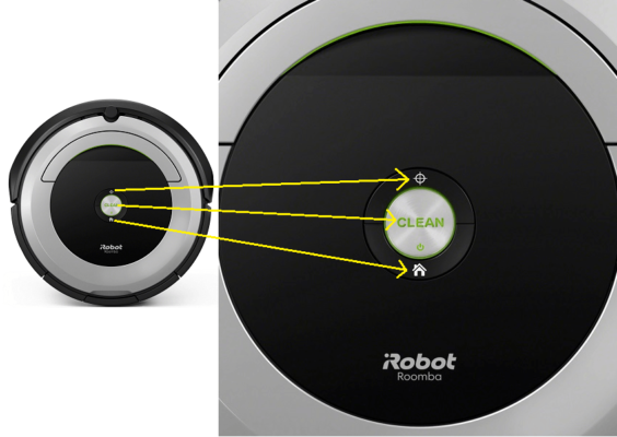 Close up of the Roomba's local controls.