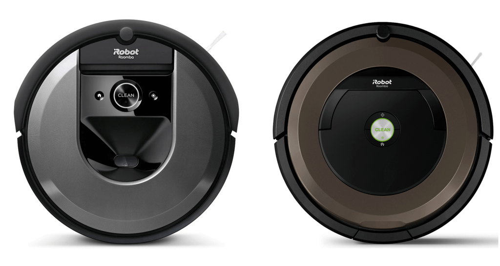 A side-by-side comparison of Roomba i7 and Roomba 890.