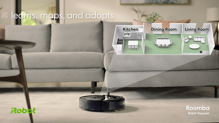 An illustration of Roomba i7's imprint smart mapping.