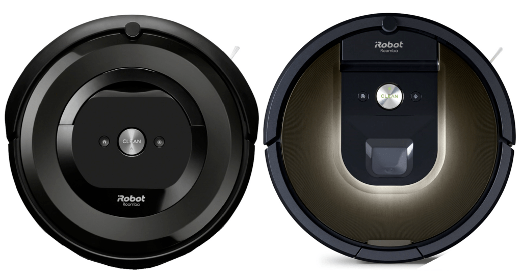 Roomba 980 on the right and Roomba e5 on the left