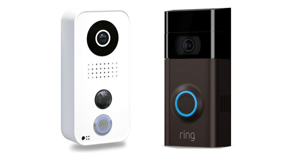 A side-by-side comparison of Doorbird D101 vs Ring Video Doorbell 2.