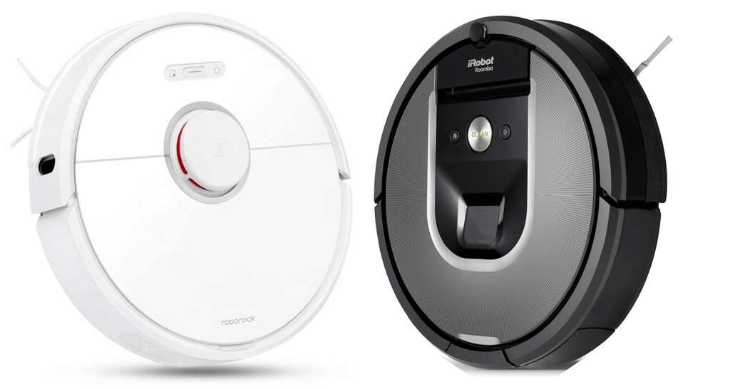 A side-by-side comparison of Roborock S6 versus Roomba 980.